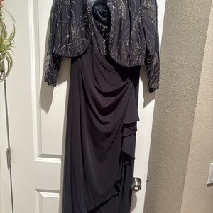 Alex Evenings Petite 12P Formal Dress w/ Matching Jacket – Sequin Evening Gown